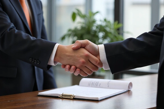Business handshake closing a deal